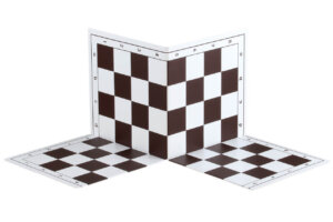 Plastic double-folding chessboard No. 6, white and brown
