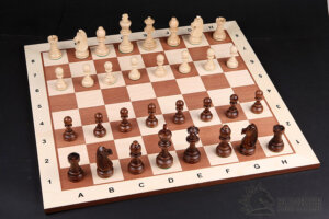 Chess board No. 6 with light edge (with description) mahogany/jawor (marquetry)